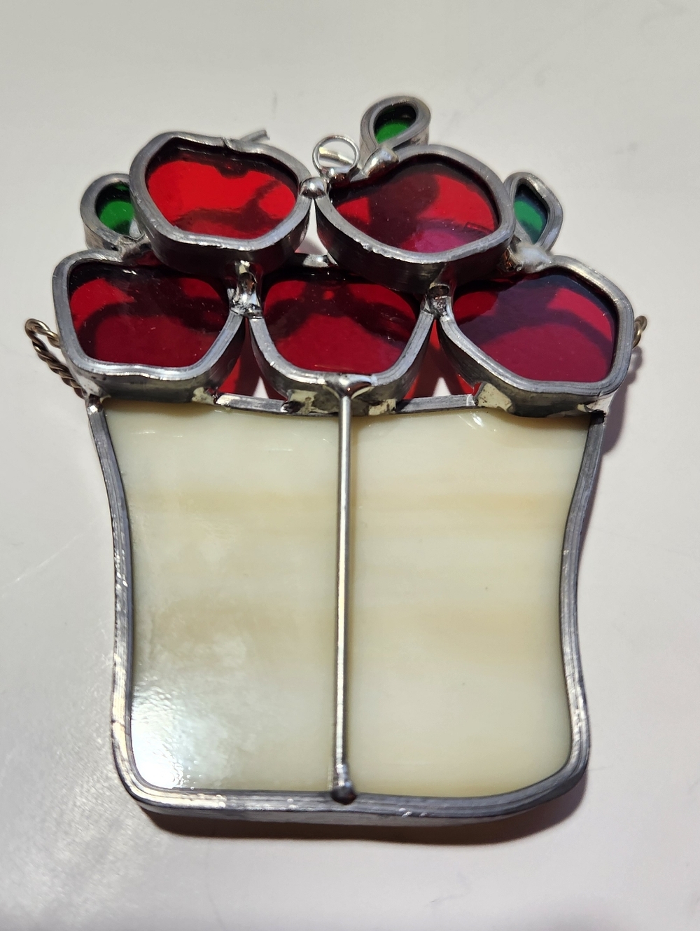 Red Apple Stained Glass Hanging Art - Unbranded